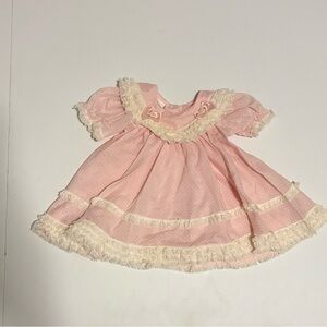 MiniWorld Vintage Pink Ruffled Baby Dress Newborn/0-3Months